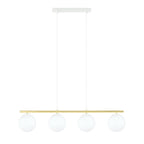 Hanglamp 4 lichts gepoedercoat staal en opaalglas, Allora, wit en goud – 85 x 100 cm, eettafel en woonkamer