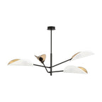 Plafondlamp gepoedercoat staal, modern, Vene zwart met wit en gouden kappen, 4 lichts, 102 x 51 cm, woonkamer en slaapkamer