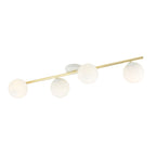 Plafondlamp Splendi gepoedercoat staal en glas, modern, wit en goud, 4 lichtpunten E14, 100 cm breed