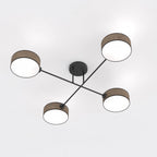 Plafondlamp gepoedercoat staal Japandi Maga 4, bruin zwart, 96 x 96 cm, 4 lichtpunten, woonkamer en eetkamer