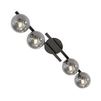 Plafondlamp gepoedercoat staal modern Kairo, zwart met grafiet glazen kappen, 4 lichts, 87 x 29 cm, woonkamer