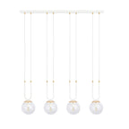 Hanglamp 4 lichts gepoedercoat staal en glas, retro Glam, wit met transparante kappen, 92 x 115 cm