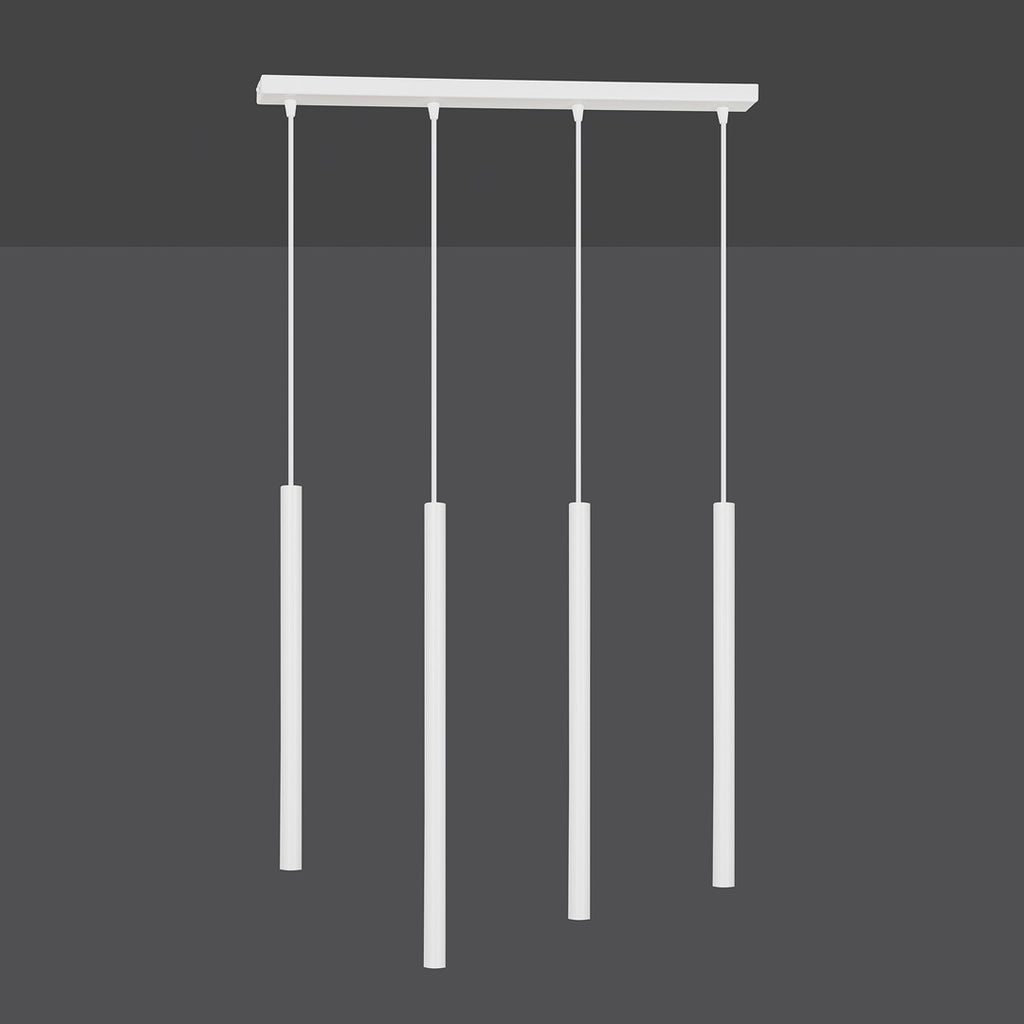 Hanglamp gepoedercoat staal minimalistisch Selter 4 wit, 4 lichtpunten G9, 60 x 120 cm, woonkamer en eetkamer