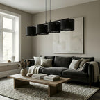 Hanglamp gepoedercoat staal modern Lux zwart 96 x 20 cm, 4 fittingen, voor eettafel of keuken
