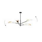 Plafondlamp gepoedercoat staal, modern, Vene zwart met wit en gouden kappen, 4 lichts, 102 x 51 cm, woonkamer en slaapkamer