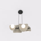 Hanglamp gepoedercoat staal modern Elementen mokka met 4 witte bollen, verstelbare hoogte – 54 x 23 x 120 cm