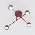Plafondlamp gepoedercoat staal Halo modern bordeaux 4 lichts, 60 x 60 cm voor woonkamer en slaapkamer