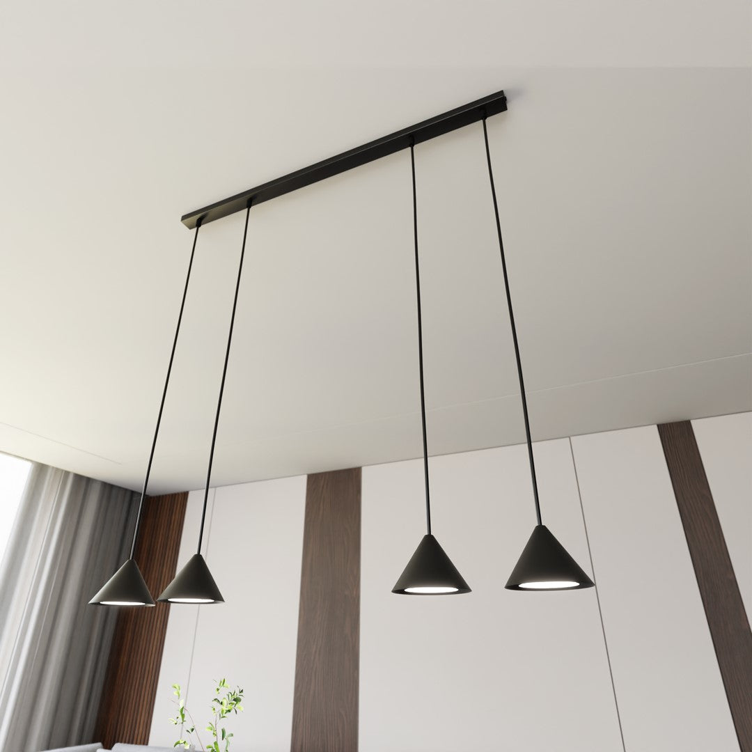 Hanglamp 4 lichts gepoedercoat staal minimalistisch zwart, 90 x 100 cm, voor woonkamer en eetkamer
