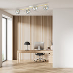 Plafondlamp staal en glas Splendi, goud met wit en grafiet, 4 fittingen E14 – 100 cm breed
