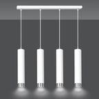 Hanglamp gepoedercoat staal modern Kibo wit met chroom, 4 lichtpunten, 60 cm breed