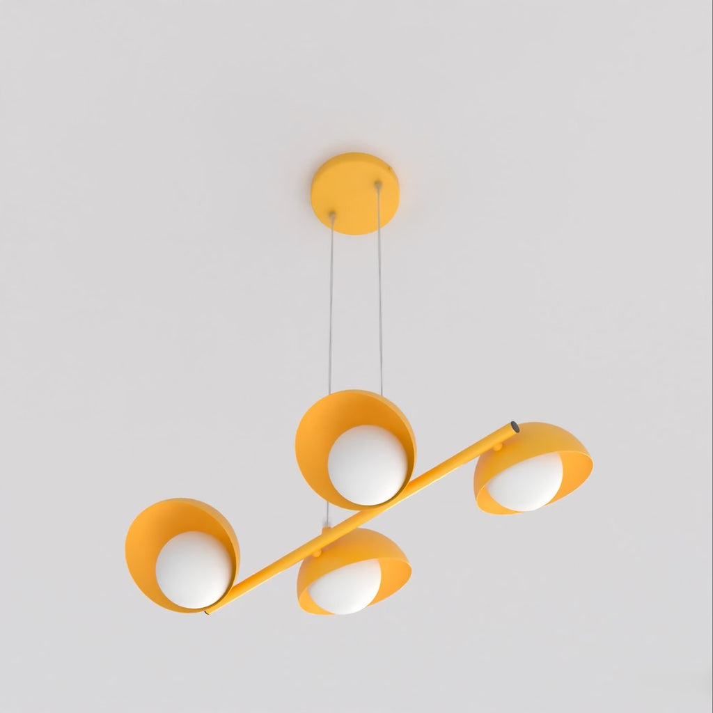 Hanglamp gepoedercoat staal oranje Scandinavisch, 4 fittingen G9 – 60 x 32 cm, voor boven eettafel of keukeneiland