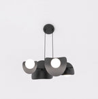 Hanglamp gepoedercoat staal modern Elementi 4 zwart met witte kappen, 4 lichtpunten – 54 x 23 x 120 cm, eettafel