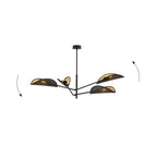 Plafondlamp gepoedercoat staal Vene zwart goud, 4 lichts, 102 x 51 cm, woonkamer en slaapkamer