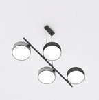 Hanglamp gepoedercoat staal Japandi zwart en grijs, 4 lichtpunten, hoogte verstelbaar – 80 x 46 cm, eettafel