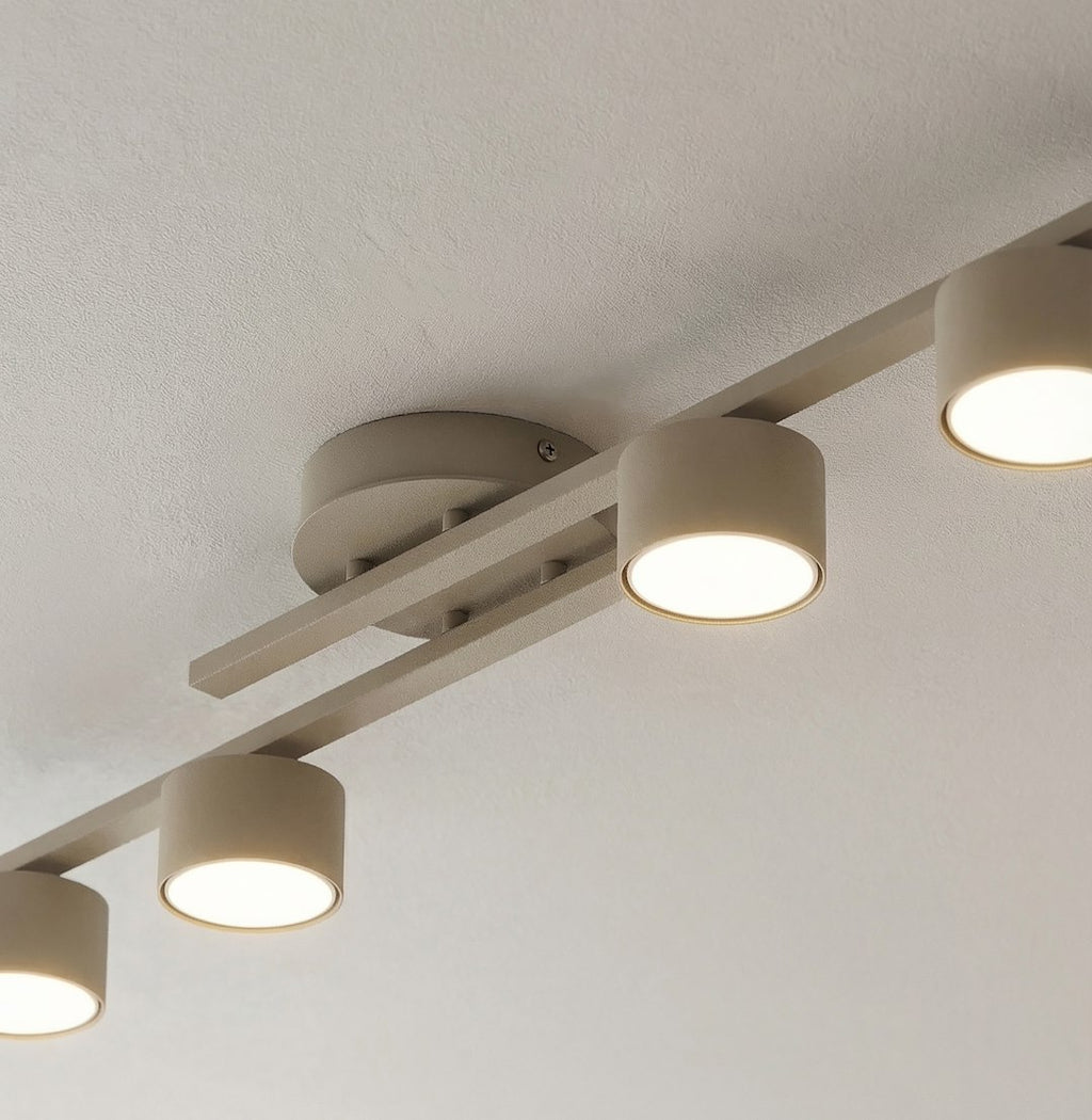 Plafondlamp gepoedercoat staal Fragment, modern, beige, 87 x 29 cm, met 4 fittingen voor woonkamer of slaapkamer