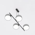 Hanglamp gepoedercoat staal Drumz 4 Japandi grijs, 4 kappen Ø 20 cm, boven eettafel of keukeneiland