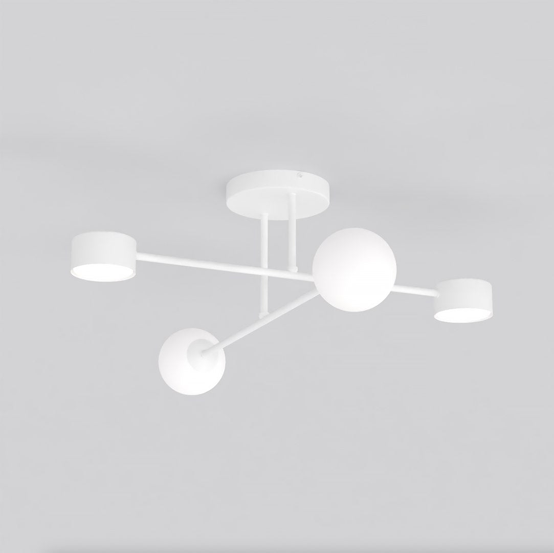 Plafondlamp gepoedercoat staal modern Holon wit, 4 fittingen – 64 x 64 x 23 cm voor woonkamer of hal