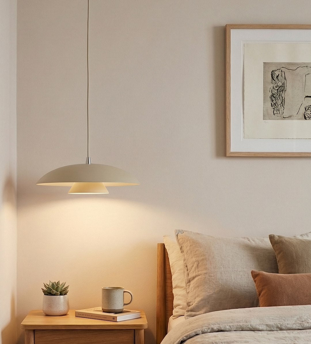 Hanglamp gepoedercoat staal Babel Scandinavisch beige Ø 30 cm, voor eettafel en keukeneiland