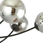 Plafondlamp gepoedercoat staal en glas Hunter, zwart met grafiet glazen kappen, 4 lichts, 89 x 63 cm