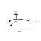 Plafondlamp gepoedercoat staal modern wit met 4 melkwitte kappen Ø 15 cm, 4 x E14 – eettafel of kookeiland