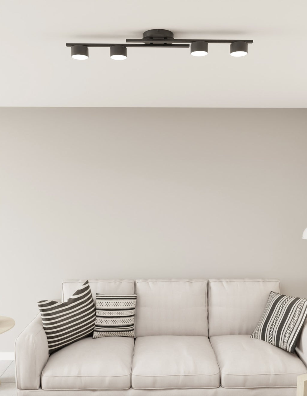 Plafondlamp staal minimalistisch Fragment zwart, 4 fittingen, voor woonkamer, eetkamer en kantoor