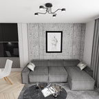 Plafondlamp gepoedercoat staal Kurage modern mat zwart 53 x 53 cm, 4 lichtpunten voor woonkamer en eetkamer