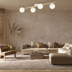 Plafondlamp Splendi gepoedercoat staal en glas, modern, wit en goud, 4 lichtpunten E14, 100 cm breed
