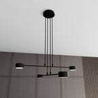 Hanglamp gepoedercoat staal Scandinavisch zwart, 4 lichtpunten, breedte 70 cm, voor eettafel of woonkamer