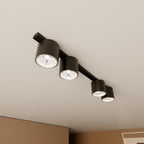 Plafondlamp gepoedercoat staal minimalistisch Nano zwart, 4 lichtpunten – 90 cm