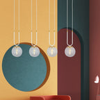 Hanglamp 4 lichts gepoedercoat staal en glas, retro Glam, wit met transparante kappen, 92 x 115 cm