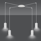 Hanglamp gepoedercoat staal Traker 4 lichts, wit, modern, met 4 GU10-fittingen en verstelbare hoogte