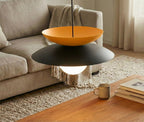 Hanglamp gepoedercoat staal en glas Nagoya Scandinavisch, zwart met oranje, Ø 41 cm, eettafel en slaapkamer