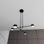 Hanglamp gepoedercoat staal Scandinavisch zwart, 4 lichtpunten, breedte 70 cm, voor eettafel of woonkamer