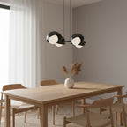 Hanglamp gepoedercoat staal Scandinavisch Boom 4 zwart, 4 lichtpunten G9, 60 x 32 cm, boven eettafel