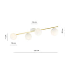 Plafondlamp Splendi gepoedercoat staal en glas, modern, wit en goud, 4 lichtpunten E14, 100 cm breed