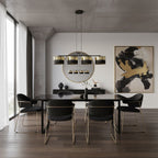 Hanglamp staal modern Lux zwart met goud, 4 lichtpunten, kap Ø 20 cm, breedte 96 cm, boven eettafel of keukeneiland