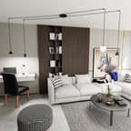 Hanglamp spider gepoedercoat staal modern zwart Fuji, 4 fittingen, verstelbaar in hoogte