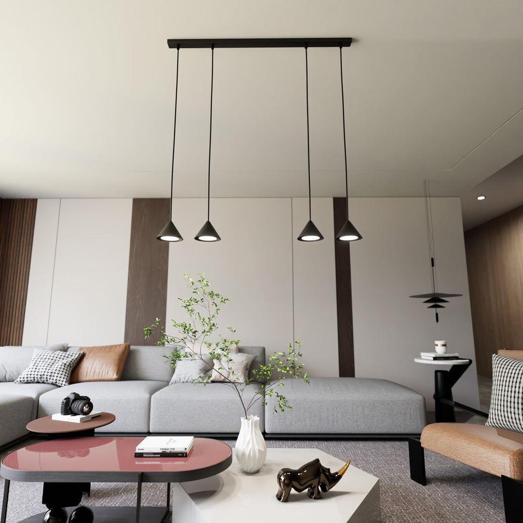 Hanglamp 4 lichts gepoedercoat staal minimalistisch zwart, 90 x 100 cm, voor woonkamer en eetkamer