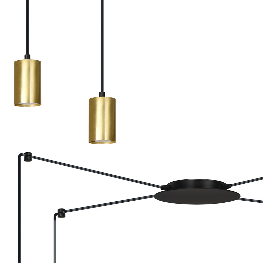 Hanglamp spider gepoedercoat staal modern zwart en goud, 4 lichts met GU10-fittingen