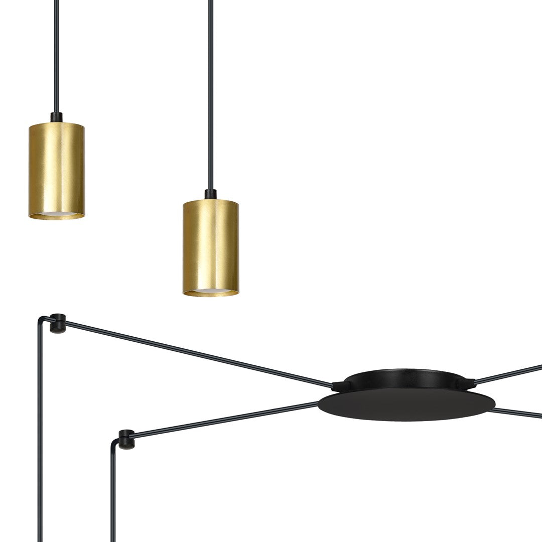 Hanglamp spider gepoedercoat staal modern zwart en goud, 4 lichts met GU10-fittingen