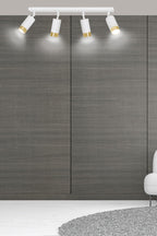 Plafondlamp spots gepoedercoat staal Hiro, wit en goud, 4 lichtpunten, 60 cm breed