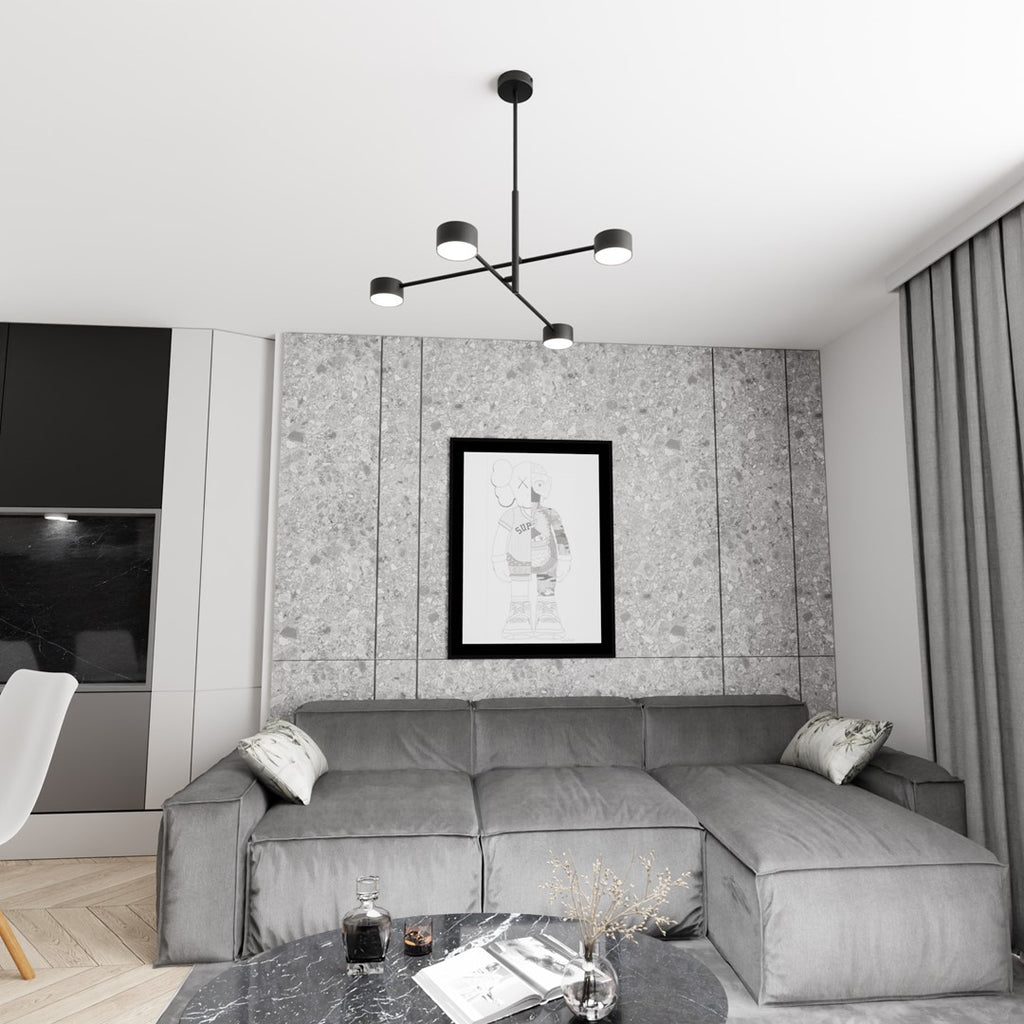 Plafondlamp staal modern Natsu zwart 64 x 64 x 56 cm, 4 GX53-fittingen, gekruiste armen
