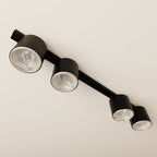 Plafondlamp gepoedercoat staal minimalistisch Nano zwart, 4 lichtpunten – 90 cm