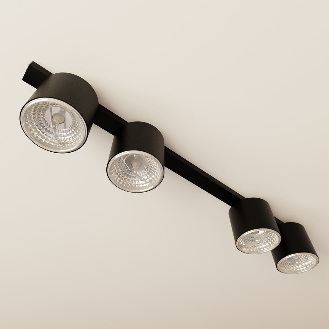 Plafondlamp gepoedercoat staal minimalistisch Nano zwart, 4 lichtpunten – 90 cm