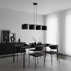 Hanglamp gepoedercoat staal modern Lux zwart 96 x 20 cm, 4 fittingen, voor eettafel of keuken