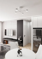 Plafondlamp staal Scandinavisch Halo 4 wit, 4 spots voor led, 60 x 20 cm, voor woonkamer