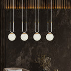 Hanglamp gepoedercoat staal en glas Glam 4 lichts, wit met opaalglas – 92 x 115 cm, eettafel