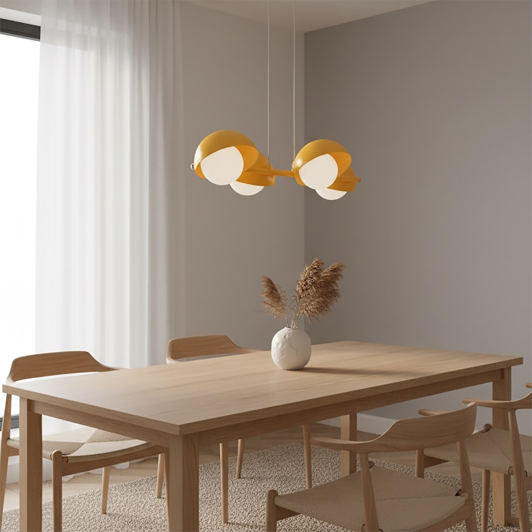 Hanglamp gepoedercoat staal oranje Scandinavisch, 4 fittingen G9 – 60 x 32 cm, voor boven eettafel of keukeneiland