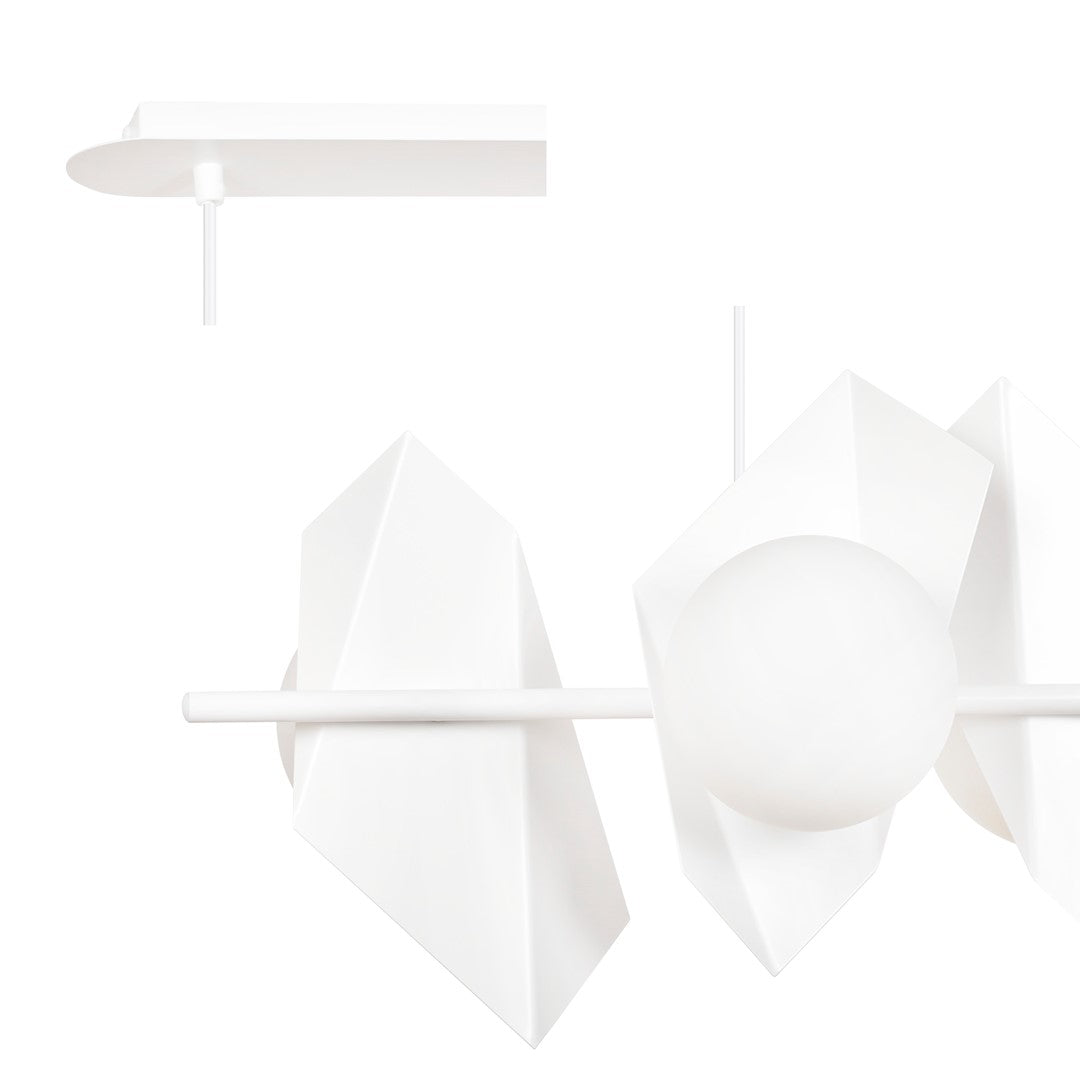 Hanglamp Drifton gepoedercoat staal en glas, wit, 4 fittingen E14, verstelbare hoogte, 90 x 100 cm