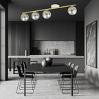 Plafondlamp Monza gepoedercoat staal en glas, modern, wit en goud met grafiet kappen, 4 lichts, E14 – 100 cm